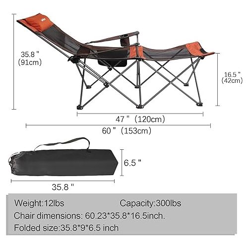  apollo walker Folding Camping Chair Beach Chairs Mesh Reclining for Adults Portable Outdoor Lounger Lightweight Sun Chairs with Carry Bag,for Camp Picnics Fishing