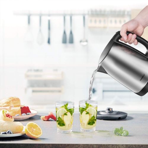  Comfee 1.7L Stainless Steel Electric Tea Kettle, BPA-Free Hot Water Boiler, Cordless with LED Light, Auto Shut-Off and Boil-Dry Protection, 1500W Fast Boil