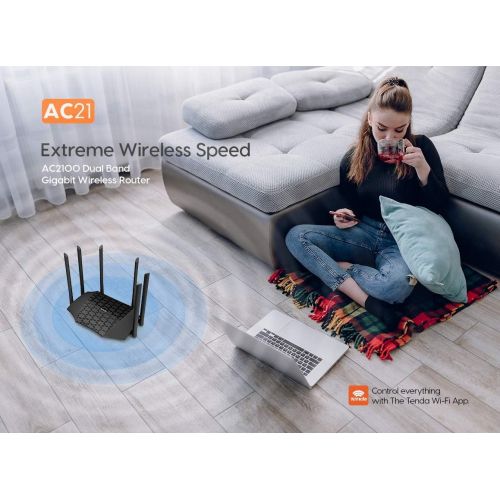  Tenda AC1200 Dual Band WiFi Router, High Speed Wireless Internet Router with Smart App, MU-MIMO for Home (AC6)