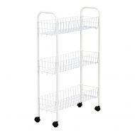 Household Essentials 05121 Slim Line 3-Tier Metal Storage Cart | Laundry Room Rolling Organizer | White