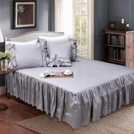 Softta Gray Ruffle Skirt Queen Size Luxury Princess Bed Sheet 100% Egyptian Cotton Grey 800TC
