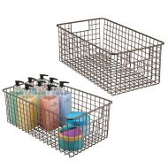 MDesign mDesign Farmhouse Decor Metal Wire Bathroom Organizer Storage Bin Basket - for Cabinets, Shelves, Countertops, Bedroom, Kitchen, Laundry Room, Closet, Garage - 16 x 9 x 6 in. - 2 P