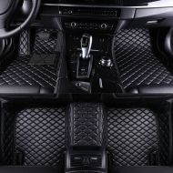 VEAOO Custom Car Floor Mats for Tesla Model 3 Models 2017-2019 Laser Measured Faux Leather, All Weather Full Coverage Waterproof Carpets XPE Car Liner (Black with Black Stitching)