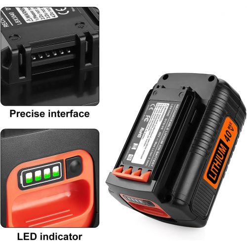  Energup LBX2040 LBXR36 Replacement Black and Decker 40Volt Lithium Battery LBXR2036 LST540 LBX1540 LST136W, with 1Pack LCS40 LCS36 Fast Charger for Black Decker 40V Battery Charger