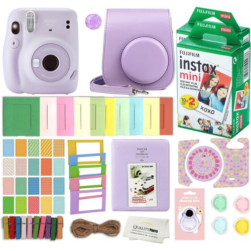 후지필름 Fujifilm Instax Mini 11 Instant Camera with Case, 40 Fuji Films, Decoration Stickers, Frames, Photo Album and More Accessory kit (Lilac Purple)