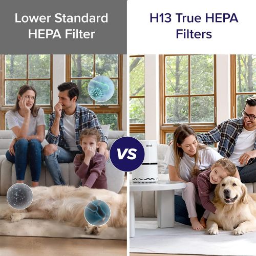  [아마존베스트]LEVOIT Air Purifier for Home Smokers Allergies and Pets Hair, True HEPA Filter, Quiet in Bedroom, Filtration System Cleaner Eliminators, Odor Smoke Dust Mold, Night Light, LV-H132,