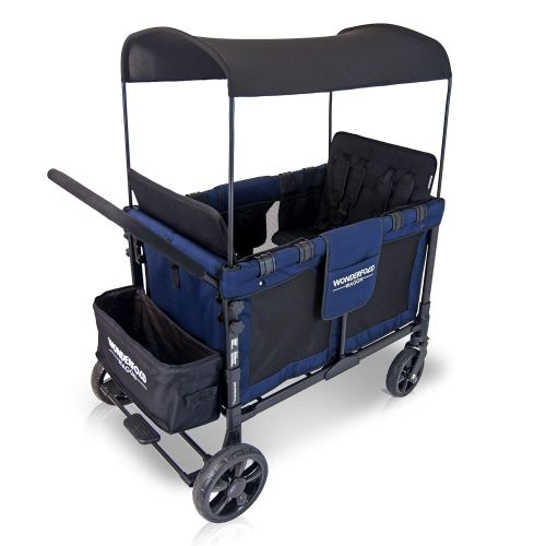  [무료배송]원더폴드 4인승 웨건 유아웨건 WONDERFOLD W4 4 Seater Multi-Function Quad Stroller Wagon with Removable Raised Seats and Slidable Canopy, Gray