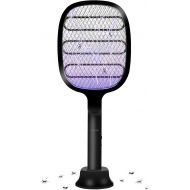 Night Cat Bug Zapper Racket with Attractive Purple Lamp Light and Foldable Handle Electric Fly Swatter Racquet Electronic Mosquito Killer with USB Rechargable 3000V