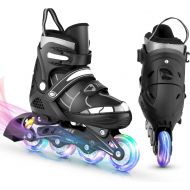 Aceshin Inline Skates for Boys and Girls - Roller Skates with Full Light up Wheels, Beginner Adjustable Illuminating Rollerblades for Kids and Adults