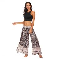 Baskuwish Women Pants Womens Smocked Flowy Yoga Harem Pants,Casual Summer Loose Yoga Trousers Baggy Boho Aladdin Harem Pants
