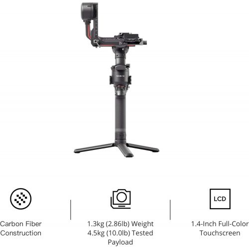 디제이아이 DJI RS 2 Combo - 3-Axis Gimbal Stabilizer for DSLR and Mirrorless Cameras, Nikon, Sony, Panasonic, Canon, Fuji, 10lbs Tested Payload, 1.4” Full-Color Touchscreen, Carbon Fiber Cons