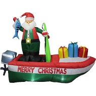 BZB Goods 8 Foot Long Inflatable Santa Claus on a Fishing Boat