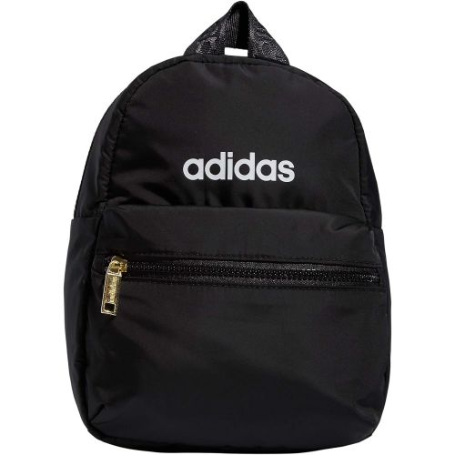 아디다스 adidas Womens Linear Mini Backpack Small Travel Bag, Black/Gold Metallic, One Size