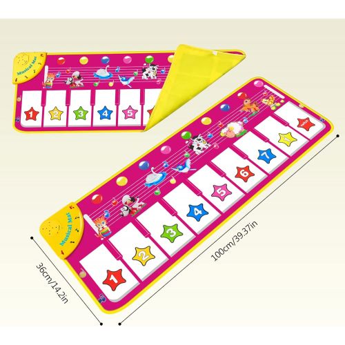  [아마존베스트]M SANMERSEN Piano Mat, Musical Keyboard Playmat 39.5 Electronic Music Animal Touch Play Blanket Funny Xmas Gift Toy
