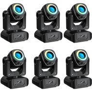 20W Moving Head DJ Lights Stage Lighting LED Moving Head Light with Remote Control & RGBW Cycle Strip 8 GOBO 8 Color Spotlight by DMX and Sound Activtaed Control, 6PCS