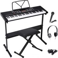 [아마존베스트]ZENY 61-Key Portable Electric Keyboard Piano with Built In Speakers, LED Screen, Headphones, Microphone, Piano Stand, Music Sheet Stand and Stool