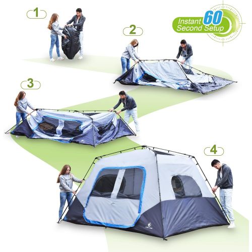  ALPHA CAMP Camping Tent 6/8 Person Instant Family Tent, 60 Seconds Easy Setup Cabin Tent with Rainfly and Mud Mat
