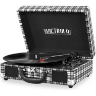 Victrola Vintage 3-Speed Bluetooth Portable Suitcase Record Player with Built-in Speakers | Upgraded Turntable Audio Sound| Includes Extra Stylus | Black & White