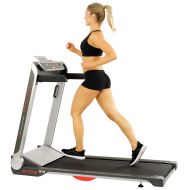 Sunny Health & Fitness No Assembly Motorized Folding Running Treadmill, 20 Wide Belt, Flat Folding & Low Profile for Portability with Speakers for USB and AUX Audio Connection - St