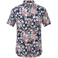 SSLR Mens Summer Floral Button Down Casual Short Sleeve Shirt