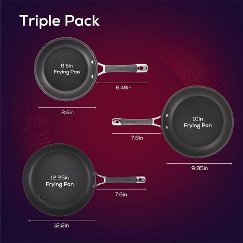  Circulon Radiance Hard Anodized Nonstick Frying Pan Set / Fry Pan Set / Skillet Set - 8.5 Inch, 10 Inch, and 12.25 Inch , Gray