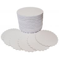 TROLIR 10 Inch White Round Cake Drums, 12 Pack, 1/2 Inch Thick, Smooth Edge, Sturdy and Greaseproof Boards Made of Corrugated Paper, Covered With Beautiful Flower Pattern, Bonus - 6 Scall