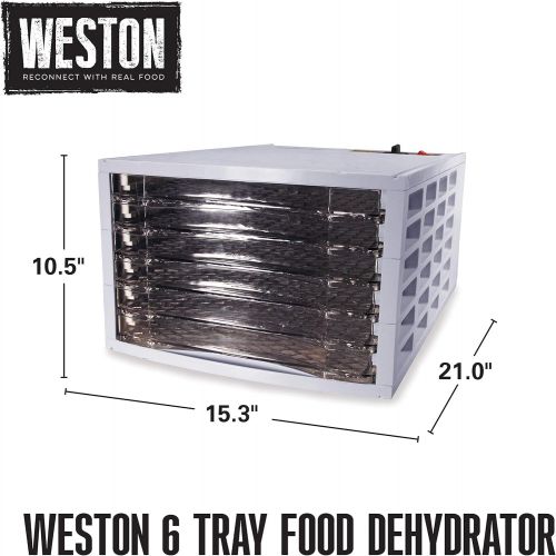  Weston Beef Jerky, Fruit and Food Dehydrator, 6-Tray, Ultra Quiet Fan