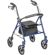 Drive Medical Four Wheel Rollator with Fold Up Removable Back Support, Red