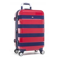 Tommy Hilfiger Rugby Stripe 25 Inch Hardside Carry-On Luggage, Red