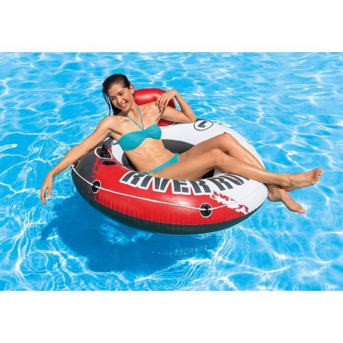 인텍스 Intex Red River Run 1 Fire Edition Sport Lounge, Inflatable Water Float, 53 Diameter 2 Pack