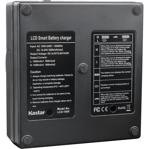  Kastar LCD Dual Smart Fast Charger & Battery (2 Pack) for Nik EN-EL18, EN-EL18a, ENEL18, ENEL18a, MH-26, MH-26a, MH26 and Nik D4, D4S, D5 Digital SLR Camera, Nik MB-D12, D800, D800