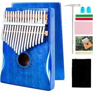 EASTROCK Kalimba Thumb Piano 17 Keys Portable Mbira Finger Piano with Waterproof Protective Case Kalimba Gifts for Kids Adults Beginners Professional (Blue Mahogany Hand Rest)