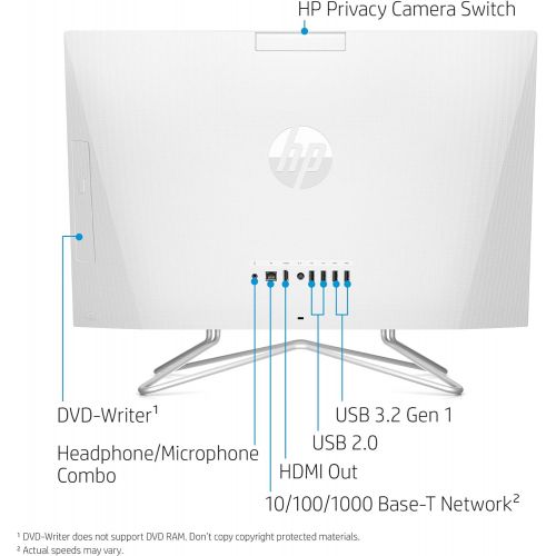 에이치피 [아마존베스트]HP 24-inch All-in-One Touchscreen Desktop Computer, AMD Athlon Gold 3150U Processor, 8 GB RAM, 512 GB SSD, Windows 10 Home (24-df0040, White), Snow White