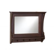 Southern Enterprises Chelmsford Entryway Wall Mount Mirror - Hanging Hooks w/Accessory Shelves - Expresso Finish