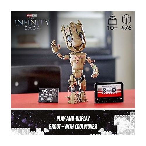  Lego Marvel I am Groot 76217 Building Toy Set - Action Figure from The Guardians of The Galaxy Movies, Baby Groot Model for Play and Display, Great for Kids, Boys, Girls, and Avengers Fans Ages 10+