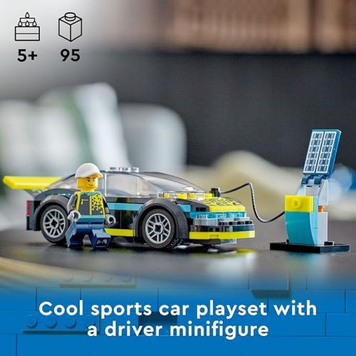  LEGO City Electric Sports Car 60383, Toy for 5 Plus Years Old Boys and Girls, Race Car for Kids Set with Racing Driver Minifigure, Building Toys