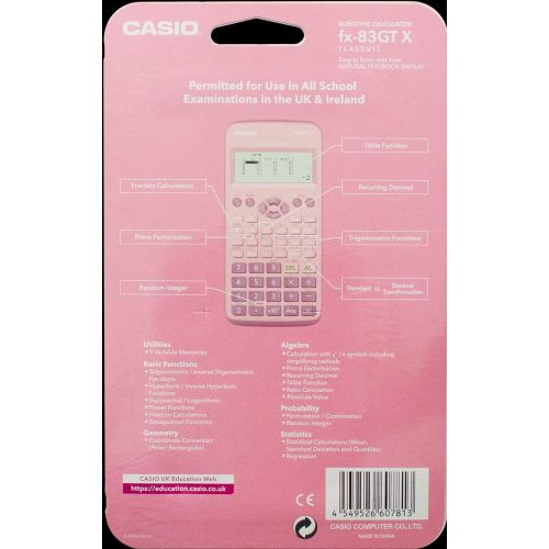 카시오 New Casio FX-83GTX Scientific Calculator Pink