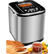 MICHELANGELO Stainless Steel Bread Machine Maker，2.2LB 15-in-1 Automatic Bread Maker Gluten Free, Nonstick Pan and 1 Hour Keep Warm Set, 3 Loaf Sizes, 3 Crust Colors, Recipes Inclu