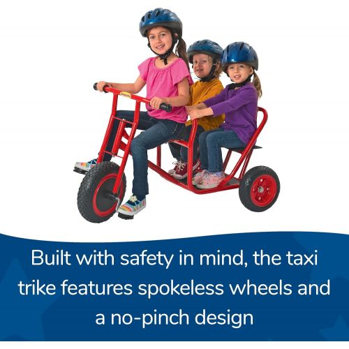  [아마존베스트]Angeles ClassicRider Tandem Taxi Trikefor Kids, RedTandem TricycleSuitable for Ages 3+ Encourages Active Play, Supports Up to 140lbs, Kids Trikewith Durable Design &Built-in Safe