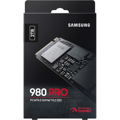 삼성 SAMSUNG 980 PRO SSD 2TB PCIe NVMe Gen 4 Gaming M.2 Internal Solid State Hard Drive Memory Card, Maximum Speed, Thermal Control, MZ-V8P2T0B