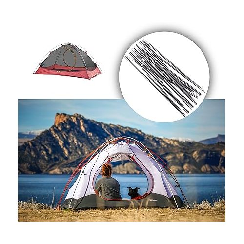  Azarxis Tent Poles Aluminum Tent Rod Replacement Camping Accessories, Multifunction Lightweight Tent Poles Repair Kit, 7001 Series Aircraft-Grade Aluminum - 2 Poles