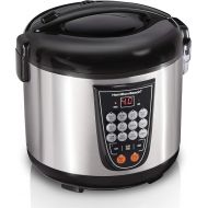 Hamilton Beach Digital Programmable Rice and Slow Cooker & Food Steamer, 20 Cups Cooked (10 Cups Uncooked), 14 Pre-Programmed Settings for Sear Saute, Hot Cereal, Soup, Nonstick Po