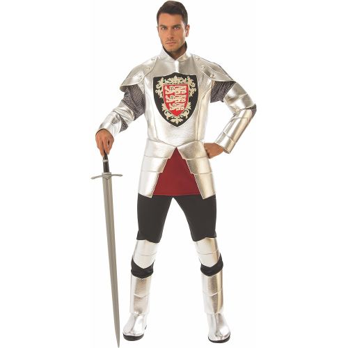  Rubies Mens Standard Silver Knight Costume, As Shown, Extra-Large