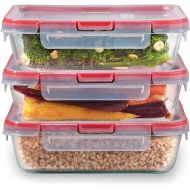 Pyrex Freshlock 6-Pieces 6-Cup Glass Food Storage Containers Set, Airtight & Leakproof Locking Lids, Freezer Dishwasher Microwave Safe, 6 Piece Set (3 Containers & 3 Lids)
