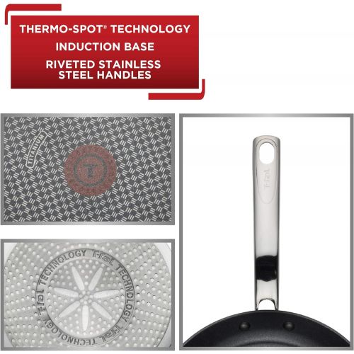  T-fal C51782 ProGrade Titanium Nonstick Thermo-Spot Dishwasher Safe PFOA Free with Induction Base Saute Pan Jumbo Cooker Cookware, 5-Quart, Black