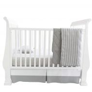 Elys & Co. Baby Crib Set 4 pc, Crib Sheet,Quilted Blanket, Crib Skirt & Baby Pillow Case Grey Bamboo Design Combo