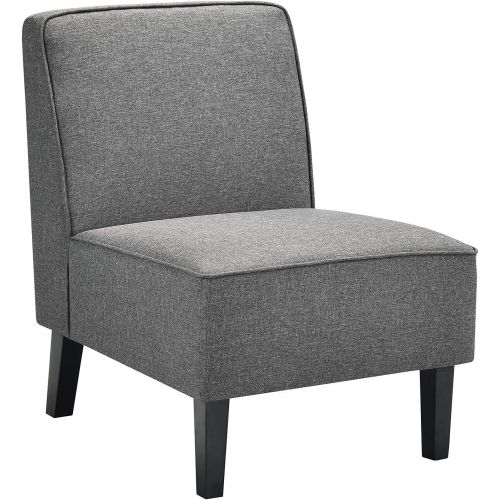 자이언텍스 Giantex Upholstered Armless Accent Fabric Chair w/Wood Legs, Comfy Single Sofa Modern Slipper Chair w/Wide Seat 24Inch for Living Room, Bedroom Furniture, Gray