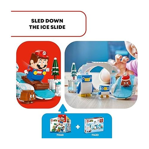  LEGO Super Mario Penguin Family Snow Adventure Expansion Set, Build and Display Toy for Kids, Includes a Goomba Figure and Baby Penguin, Gift for Gamers, Boys and Girls Ages 7 and Up,71430
