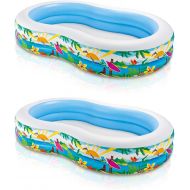 Intex 103 x 36 x 18 Inch Swim Center Inflatable Paradise Seaside Above Ground Kid Pool for Kids 3 Years Old and Up with Repair Patch, (2 Pack)