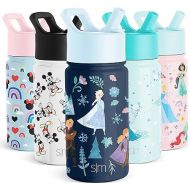 Simple Modern Disney Frozen Kids Water Bottle with Straw Lid | Reusable Insulated Stainless Steel Cup for Girls, School | Summit Collection | 14oz, Anna and Elsa